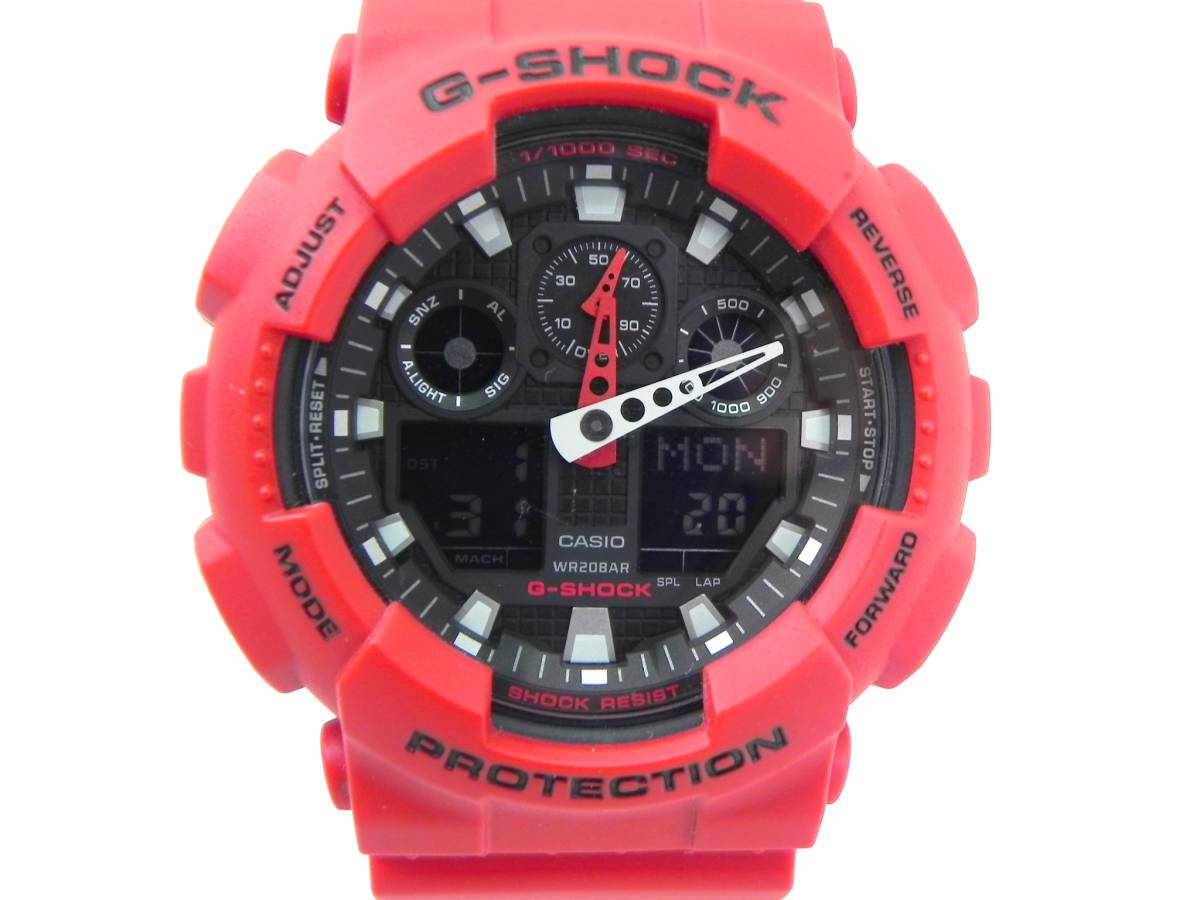 Q6589 CASIO/カシオ G-SHOCK ANALOG-DIGITAL GA-100B レッド(その他)｜売買されたオークション情報、yahooの商品情報をアーカイブ公開 - オークファン G-SHOCK