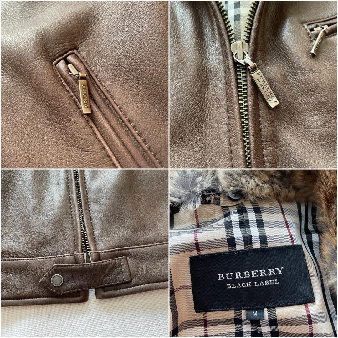 【バーバリーブルーレーベル】レザージャケット シープスキン ファー 38 黒 中古・古着通販】BURBERRY BLUE LABEL (バーバリーブルー