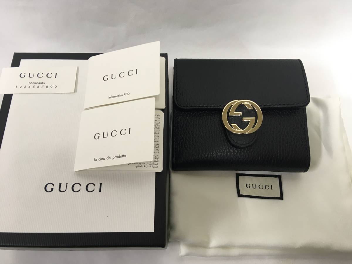 1円 GUCCI グッチ GGロゴ 二つ折り財布 インターロック 615525 新品 未 