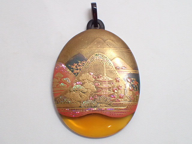 鼈甲 べっ甲 蒔絵 ペンダント トップ