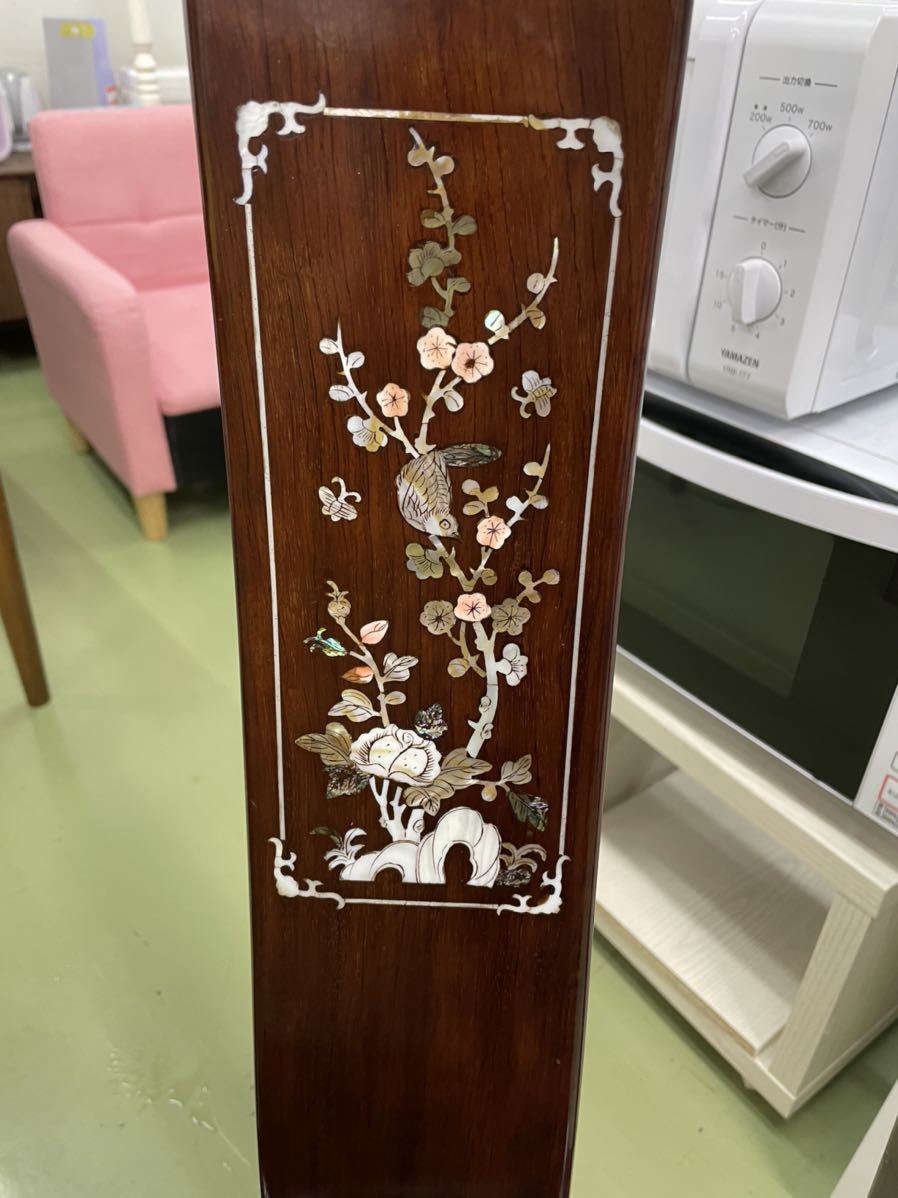 花梨｜螺鈿細工｜花鳥図｜ダイニング7点セット 民芸花梨螺鈿細工