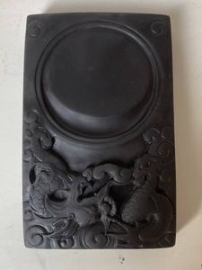 中国古美術品 特大 端渓硯 漢詩雲龍彫硯 線維嚢胞性 5.2Kg