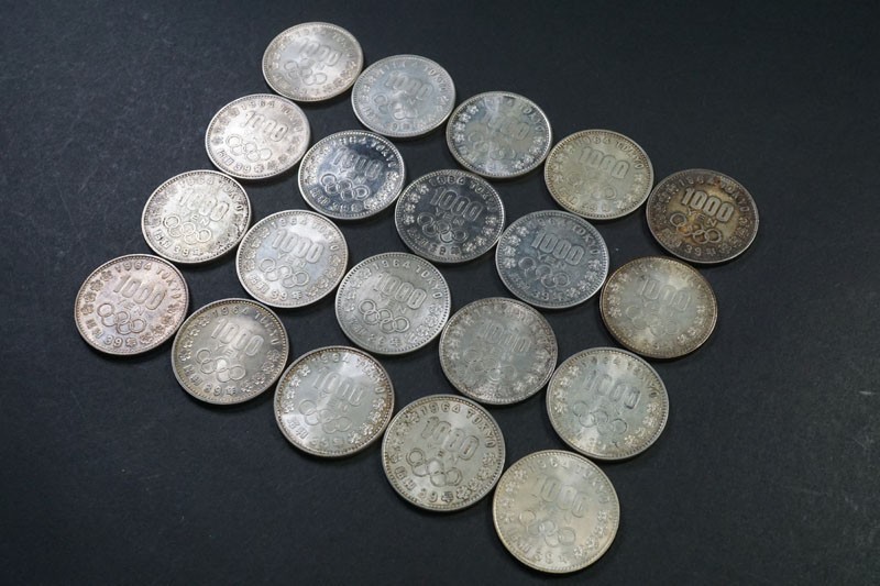 (882)日本貨幣 1964年東京オリンピック記念1000円銀貨 20枚 額面20000円 千円記念硬貨 1000円 旧硬貨 富士と桜 昭和39年 状態良好_7