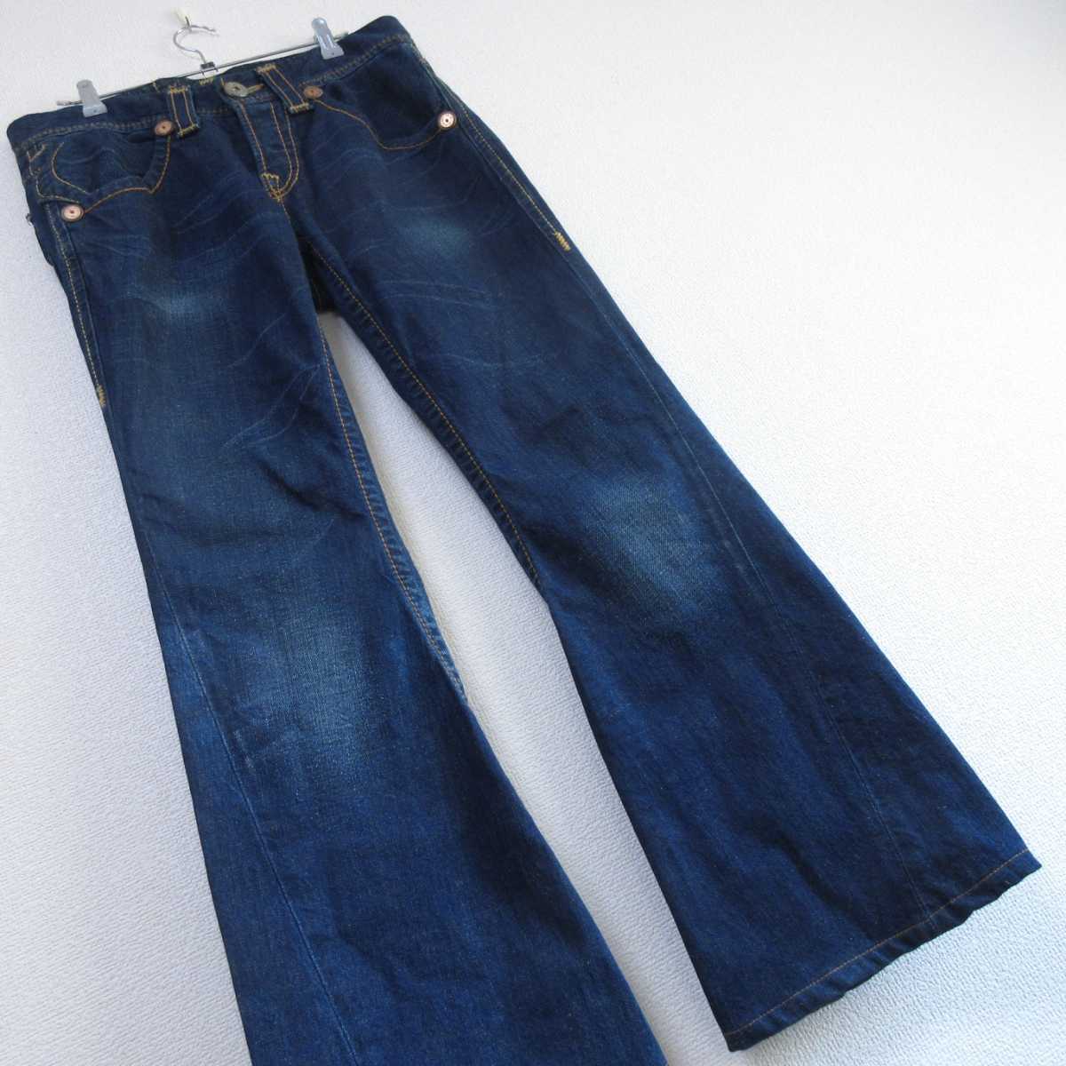 TRUE RELIGION ダークブルーmade in USA トゥルーレリジョン USA製 TRUE UP ロゴ刺繍 トゥルーレリジョンデニム