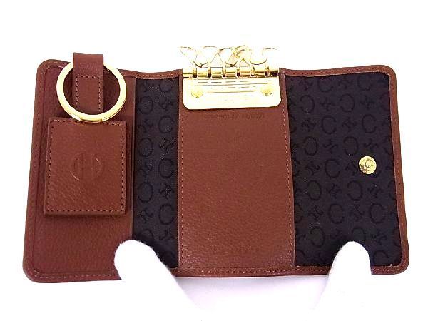 1円 □極美品□ CELINE セリーヌ レザー ゴールド金具 6連 ホック キー 