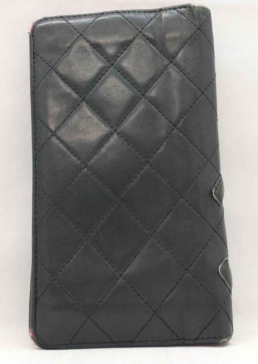 ジャンク 【CHANEL】シャネル カンボンライン 二つ折り財布 ブラック 