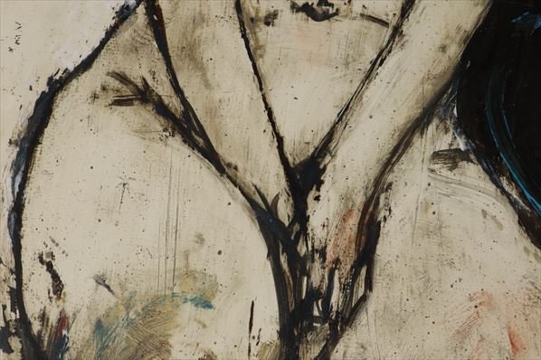 絵画 真作保証 栗原一郎 「腰掛ける裸婦」油絵 肉筆 F6号 額装 シェル