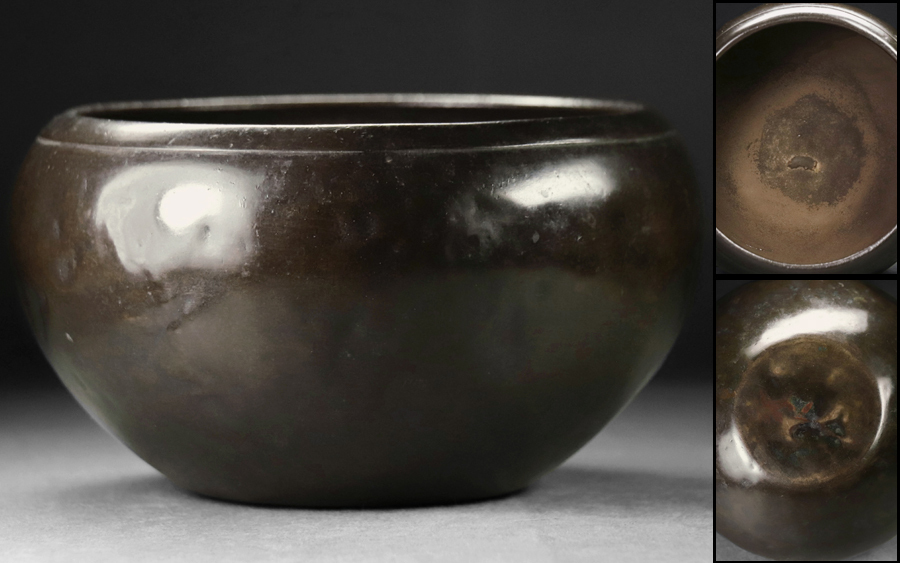 ∇花∇19世紀江戸時代後期 古銅建水 鉄鉢形 369g ◇21 【公式通販】