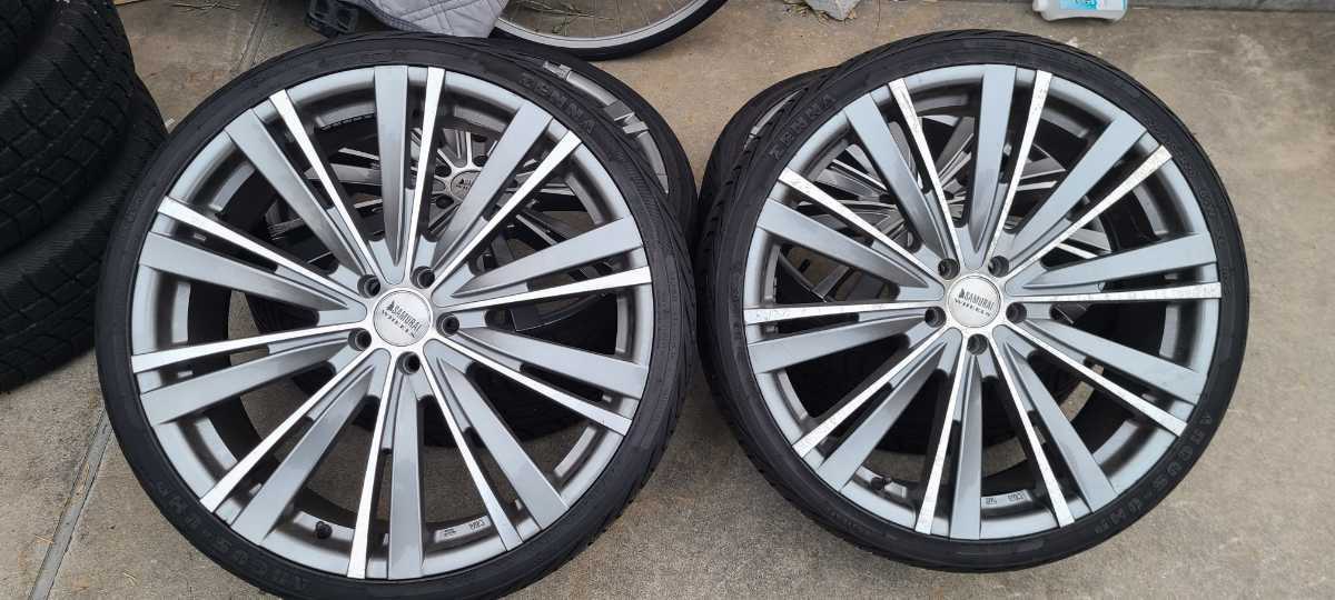 20インチ ホイール タイヤ PCD100 5穴 オフセット+45 バリ山 ジャンク 