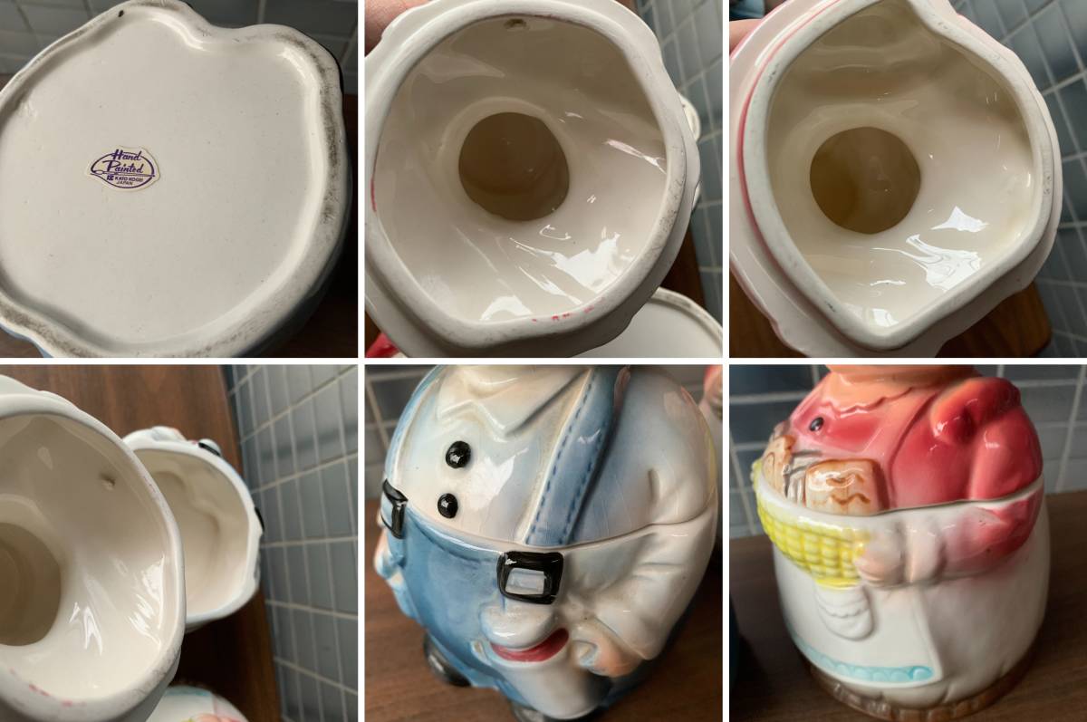 加藤工芸□陶器製キャニスター ペアセット KATO KOGEI 老夫婦 小物入れ