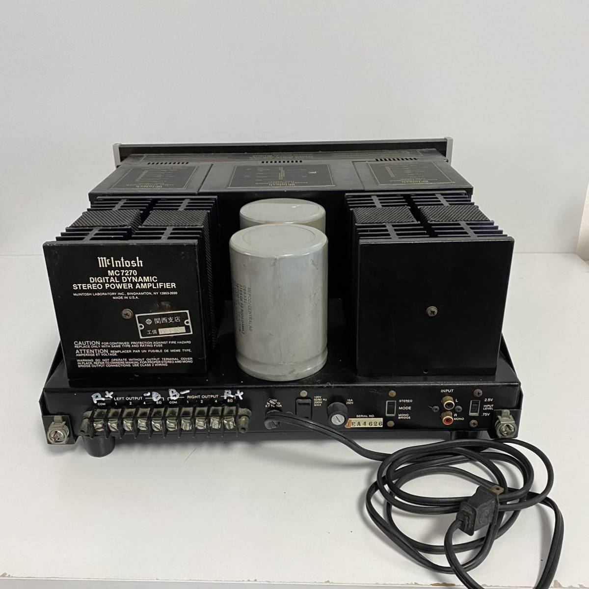 ☆ McIntosh マッキントッシュ MC7270 パワーアンプ 【通電OK】中古 現状品 McIntosh マッキントッシュ MC7270 with MC7270の仕様 0