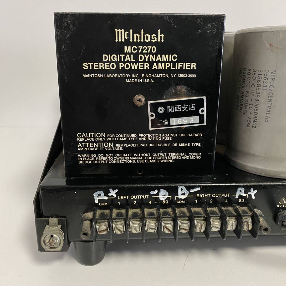☆ McIntosh マッキントッシュ MC7270 パワーアンプ 【通電OK】中古 現状品 McIntosh マッキントッシュ MC7270 with MC7270の仕様 0