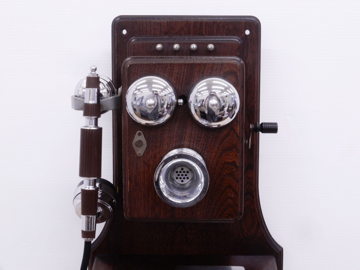 ○クラシックピンクTEL アンティーク調 公衆電話 木製 オルゴール