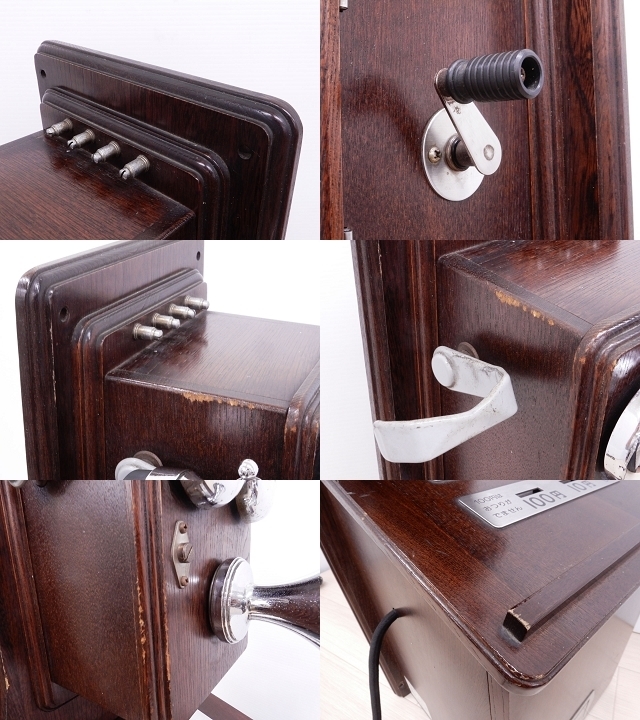 ○クラシックピンクTEL アンティーク調 公衆電話 木製 オルゴール