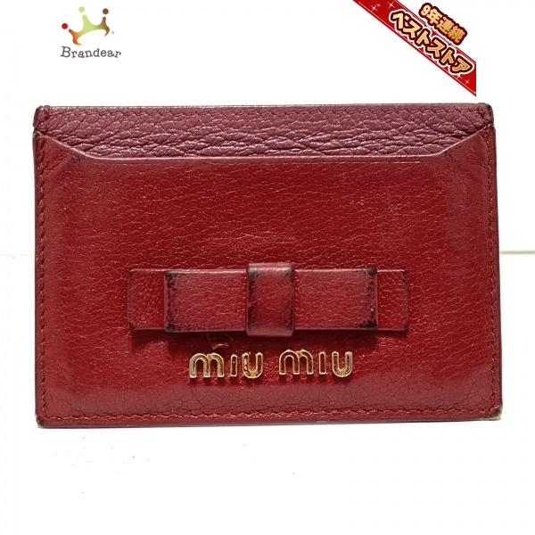 ミュウミュウ Miumiu カードケース レザー レッド ピンク リボン 財布 その他 売買されたオークション情報 Yahooの商品情報をアーカイブ公開 オークファン Aucfan Com