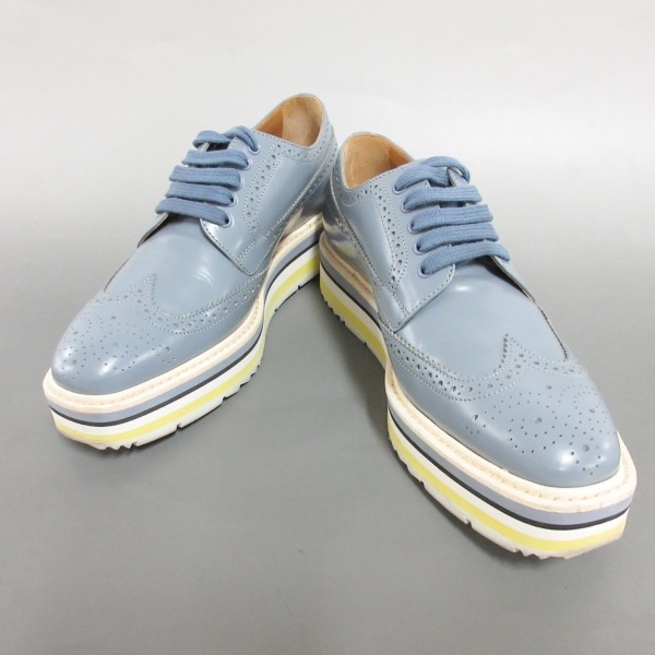 プラダ PRADA シューズ 37 - レザー ブルーグレー レディース プラダ PRADA シューズ 37 - レザー ブルーグレー レディース