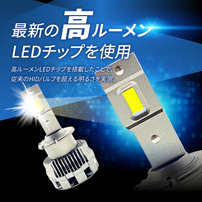 HIDより明るい○ デリカ D5 / CV5W / 2W (H19.1～) D2S 光量アップ 純正 HID パワーアップ LEDヘッドライト 1年保証 &frasl; CV5W D5 18800LM HIKARI 純正HID