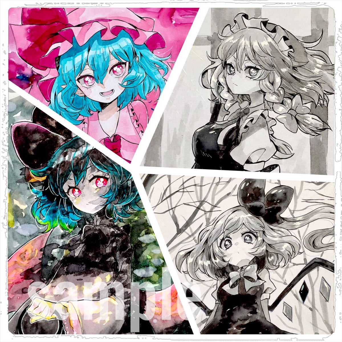 同人 手描きイラスト【東方Project】【レミリア/フラン/咲夜】4枚