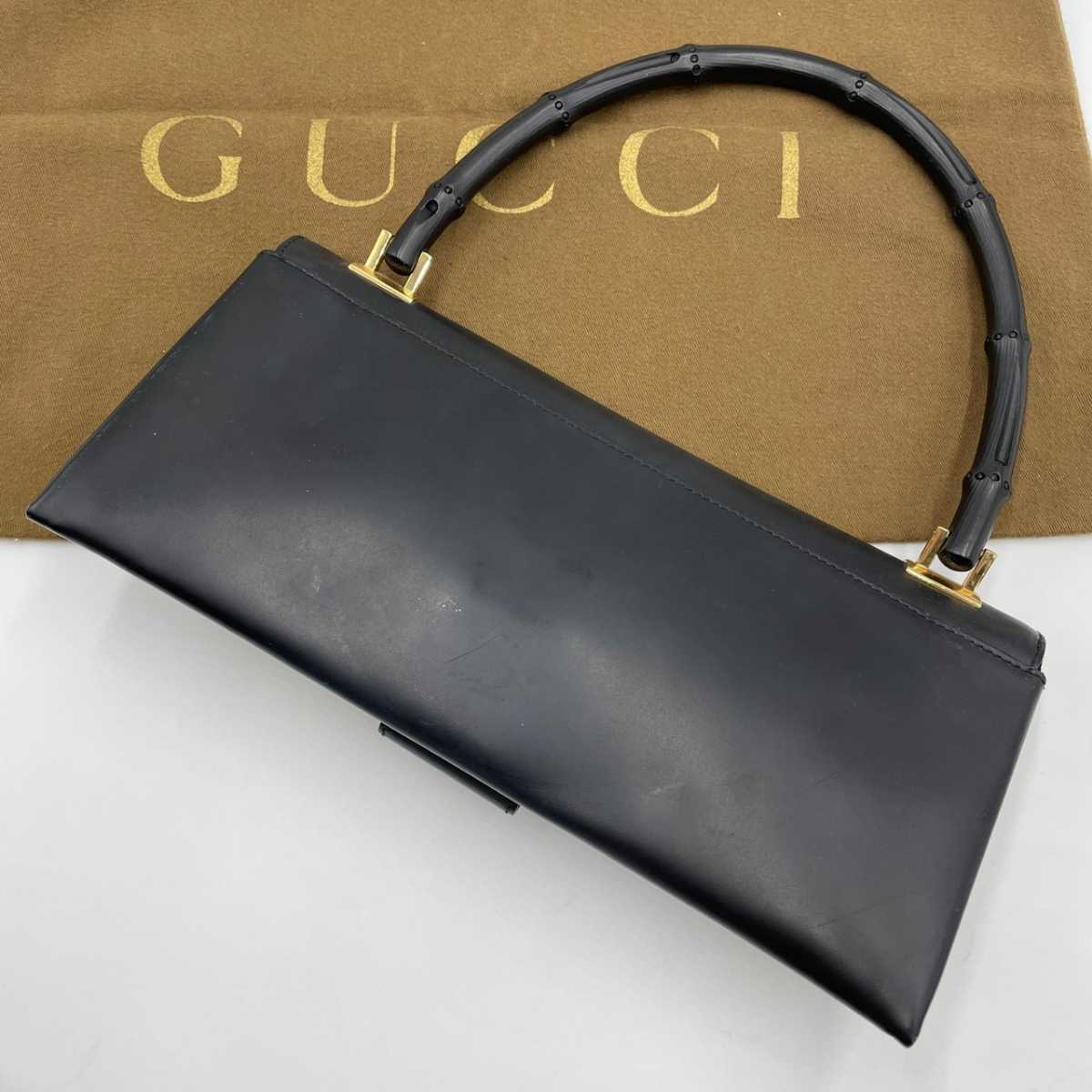 1円〜○超希少美品○ GUCCI グッチ バンブー レザー 本革 ハンドバッグ 
