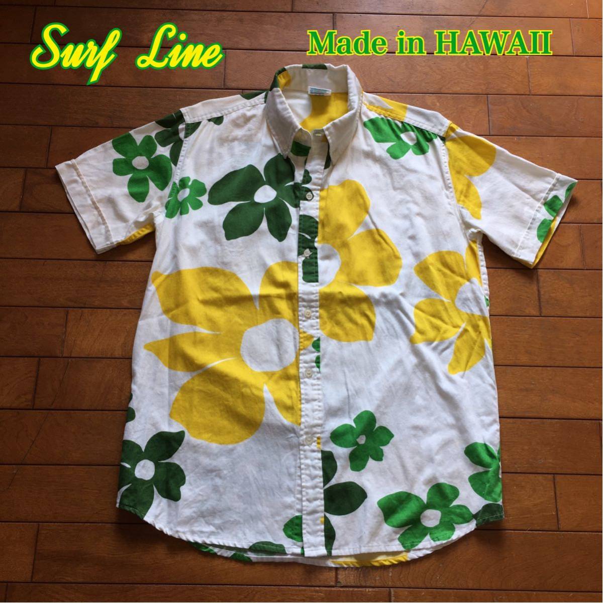 ☆【 Surf Line 】☆ ハワイ製 コットンアロハシャツ BDシャツ☆サイズ 