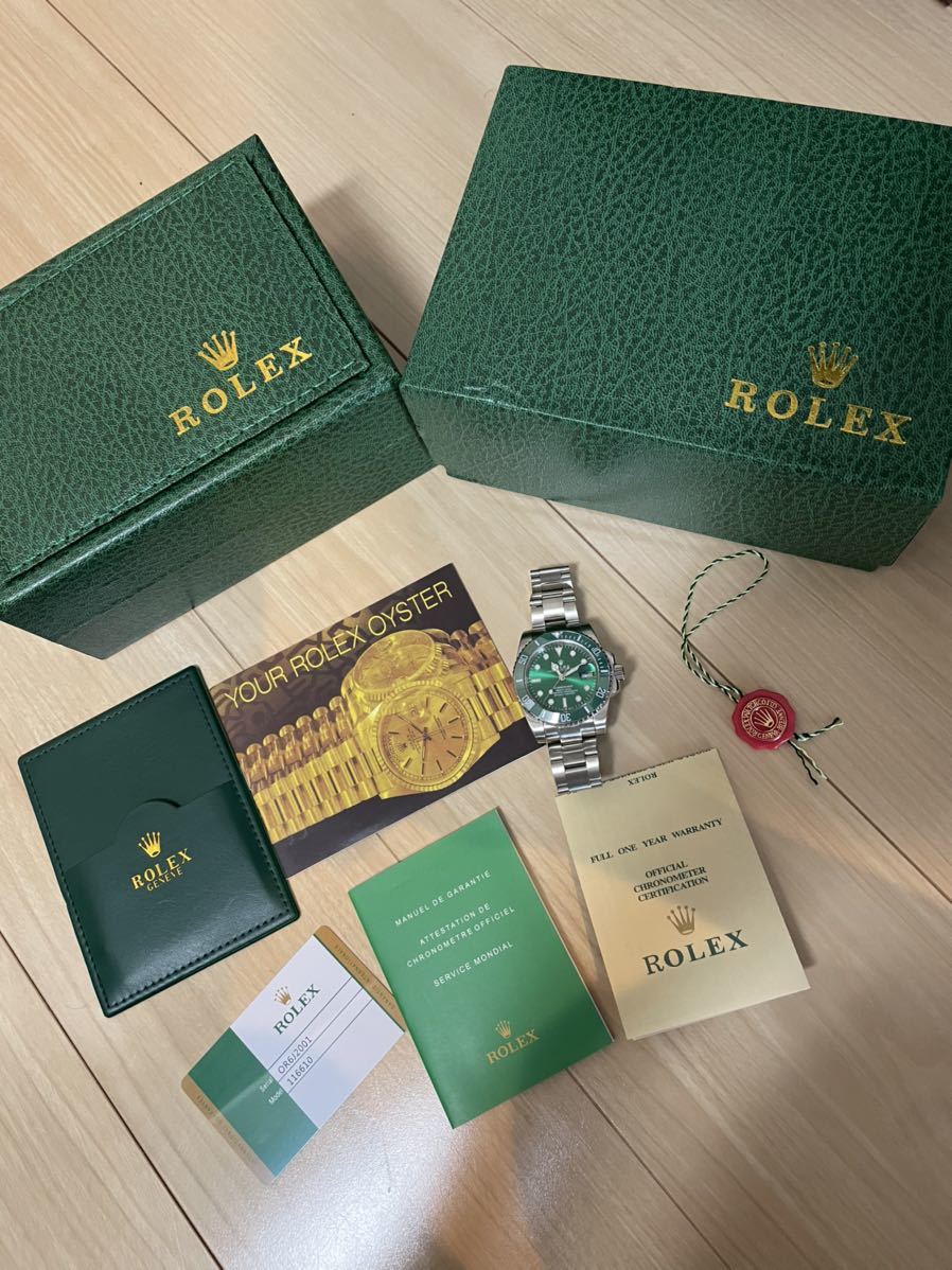 1円　ロレックス　ROLEX グリーン文字盤　サブマリーナ　116610LV 箱　ギャラ　有り_1