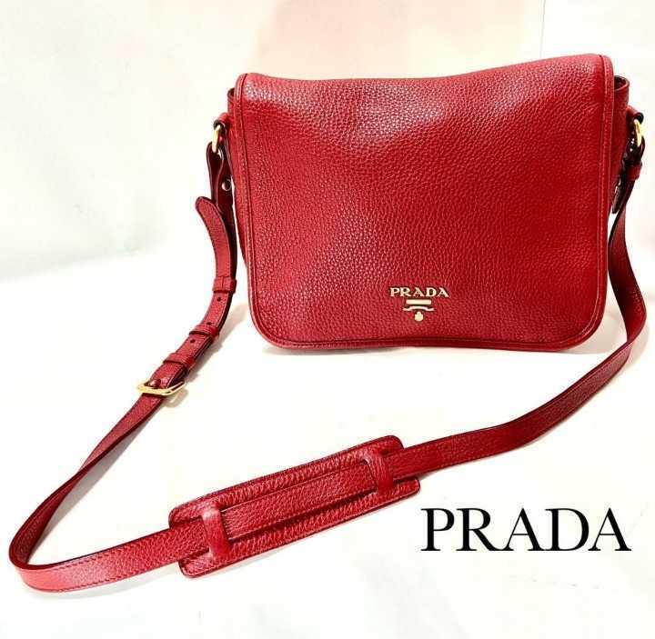 新作登場，定番人気 プラダ PRADA レザー ショルダーバッグ レッド(ショルダーバッグ)｜売買されたオークション情報、yahooの商品情報をアーカイブ公開 - オークファン かばん、バッグ