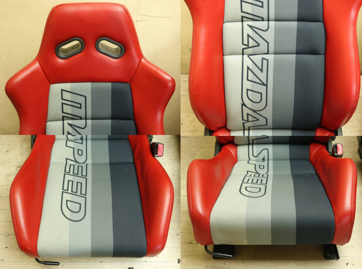 マツダスピード セミバケットシート 赤ハーフレザー ロードスター RX-7 
