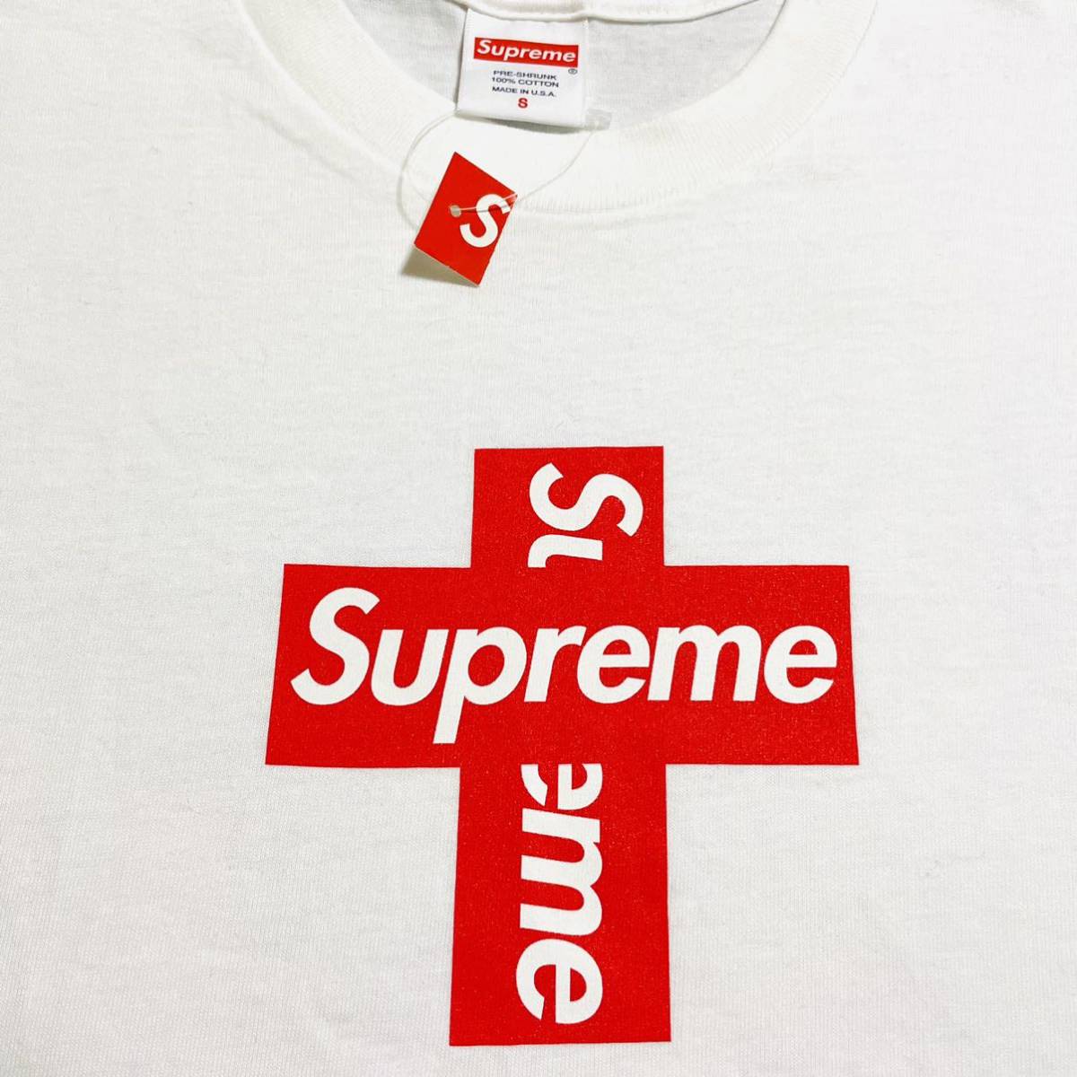 新品 Supreme Cross Box Logo Tee White Red S 20aw 白 赤 クロス ボックスロゴ タグ付き 新品未使用 Box Logo Cross 白 S 20AW