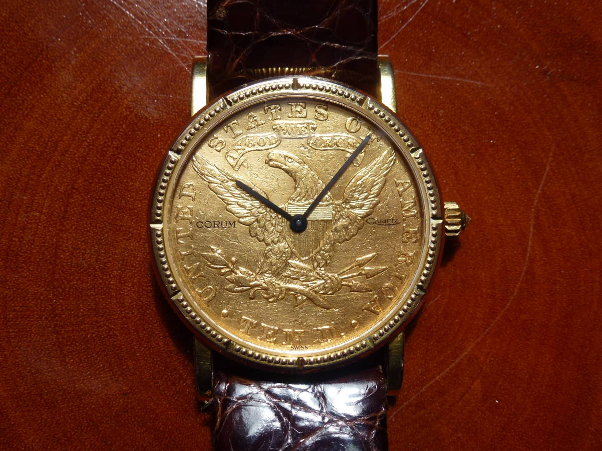 コルム CORUM コインウォッチ US$5コイン K18YG クォーツ | アンティー 【 １０ドル金貨(1894)