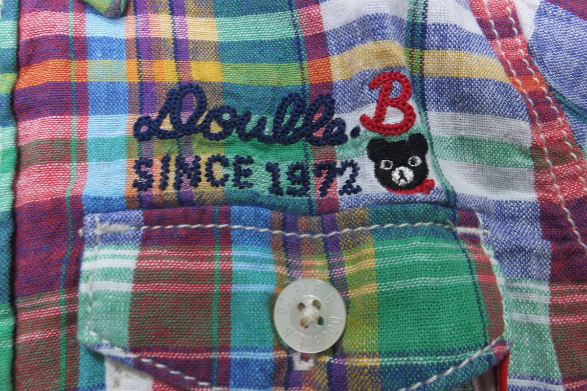 新品★ミキハウス／ダブルB★チェックシャツ 半袖シャツ 110 定価8100円+税