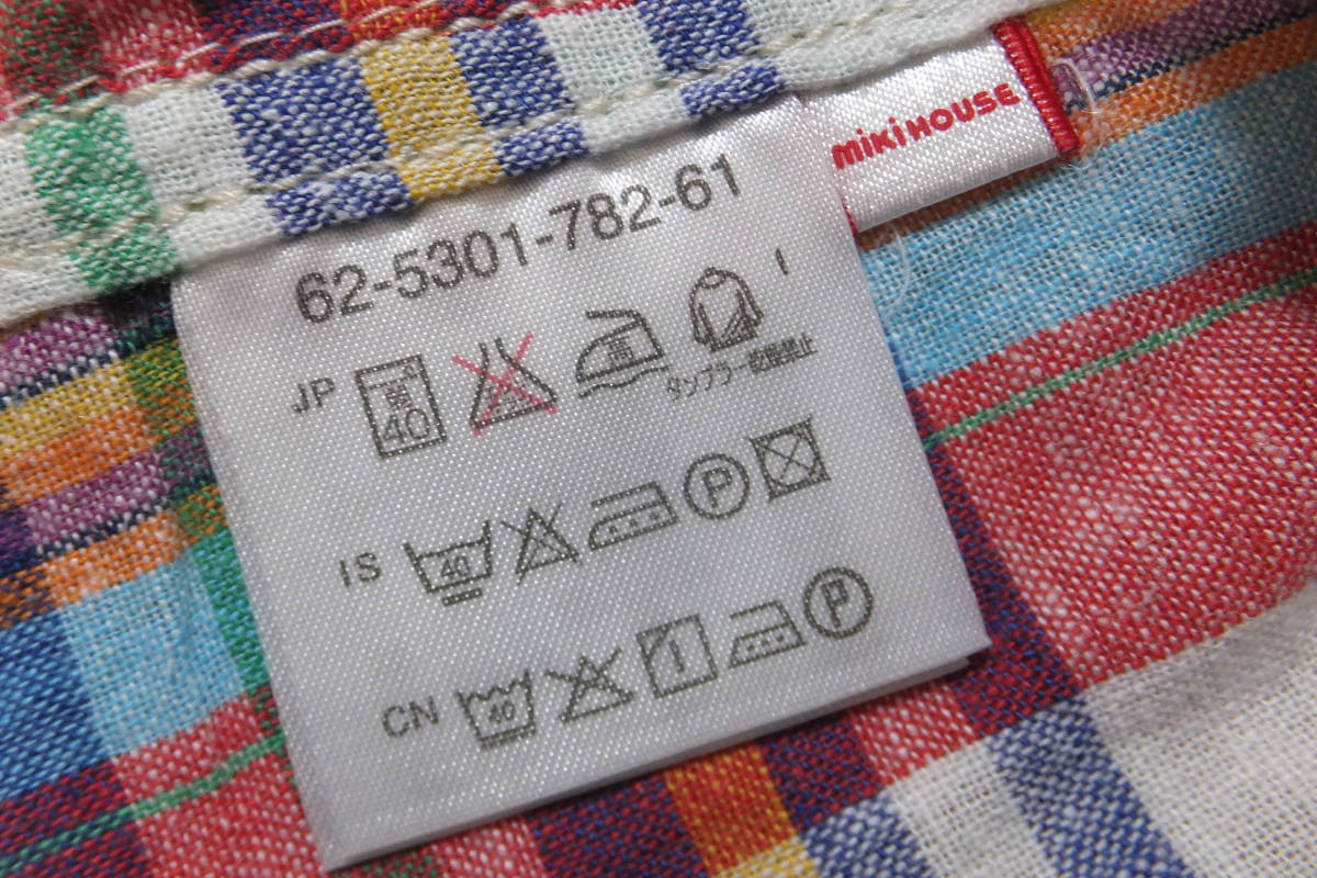 新品★ミキハウス／ダブルB★チェックシャツ 半袖シャツ 110 定価8100円+税