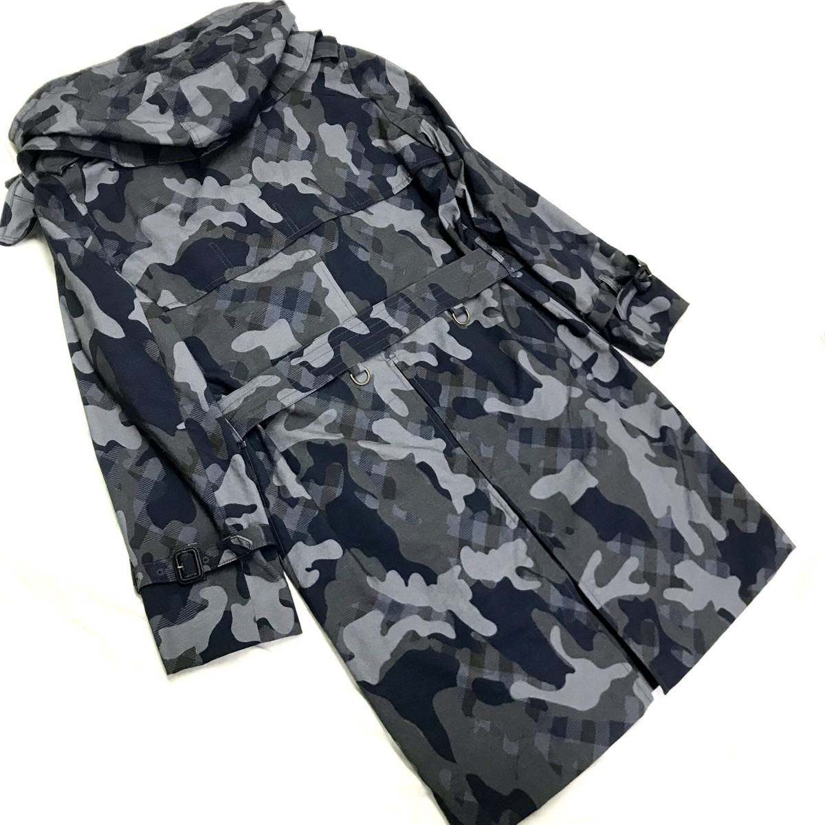 1円〜 定19.8万超美品 Aquascutum 英国製 クラブチェック迷彩 カモフラ 