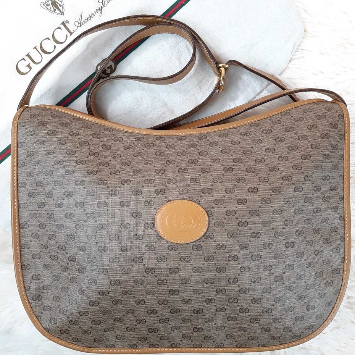 【極美品】GUCCI ワンショルダー GG柄 キャンバス ブラウン 極美品】GUCCI グッチ オールドグッチ ショルダーバッグ PVC レザー GG