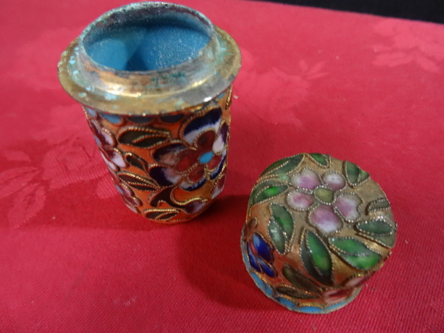 七宝焼 - アンティーク 七宝焼き 骨董品 蓋つき小物入れ 匿名配送 90