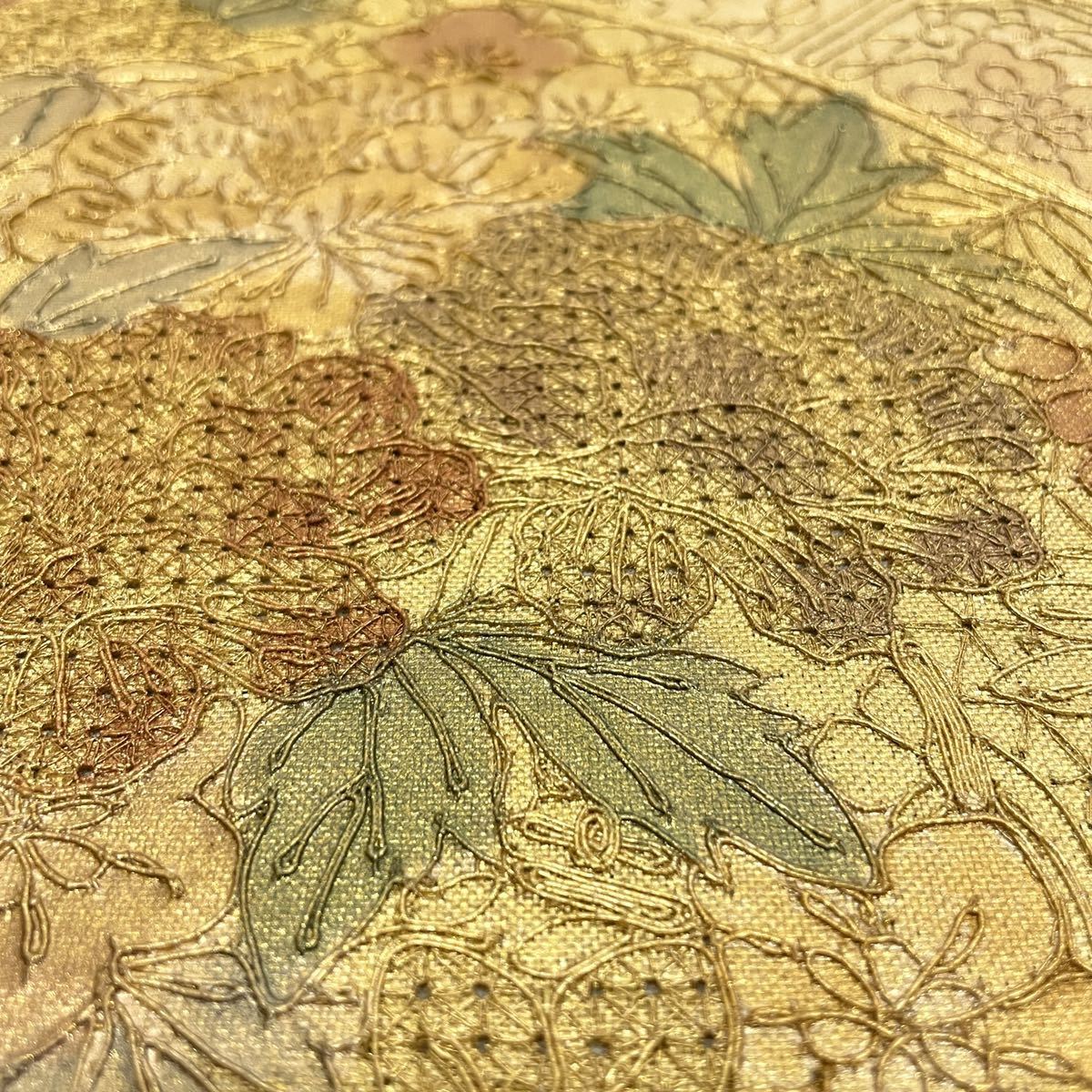 【七福】m1871 螺鈿 中国三大刺繍 汕頭刺繍 正絹 袋帯 全通 スワトウ刺繍 正絹 総刺繍 一凛〉 訪問着 花美人着物□中国三