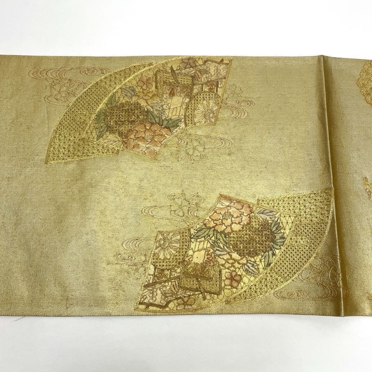 【七福】m1871 螺鈿 中国三大刺繍 汕頭刺繍 正絹 袋帯 全通 スワトウ刺繍 正絹 総刺繍 一凛〉 訪問着 花美人着物□中国三