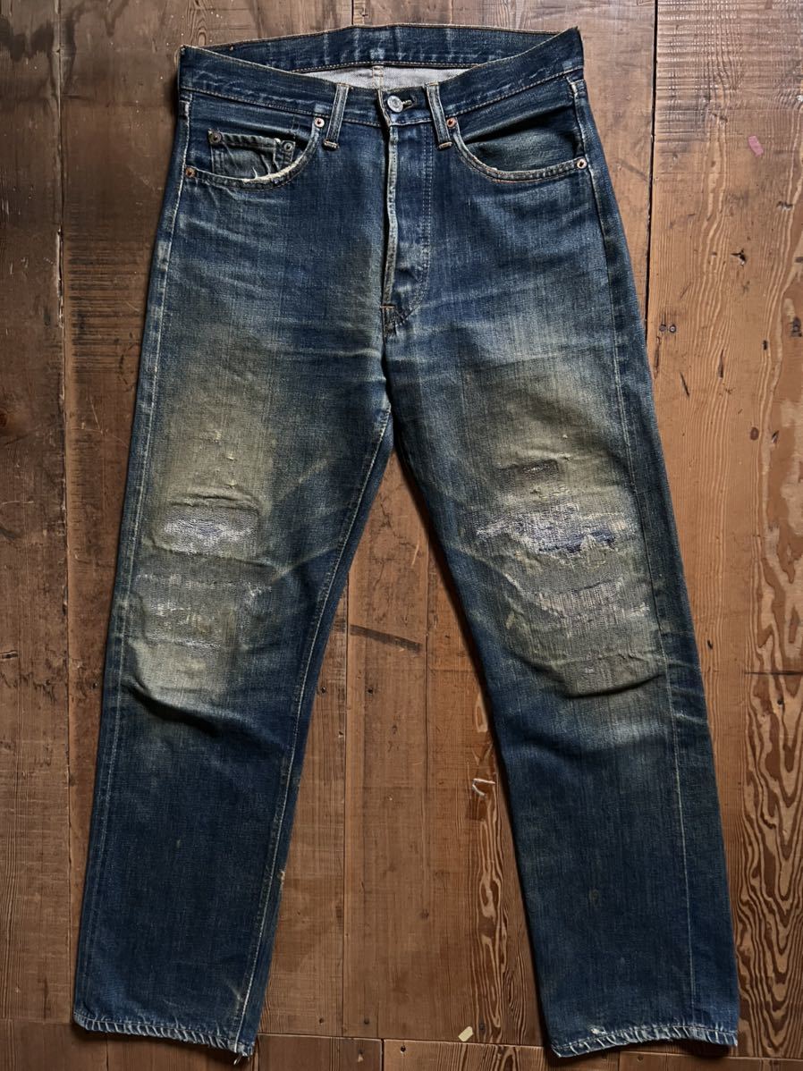 60s LEVIS 501 BIGE ボタン裏刻印8 激渋 鬼ヒゲ 蜂の巣 濃い目 