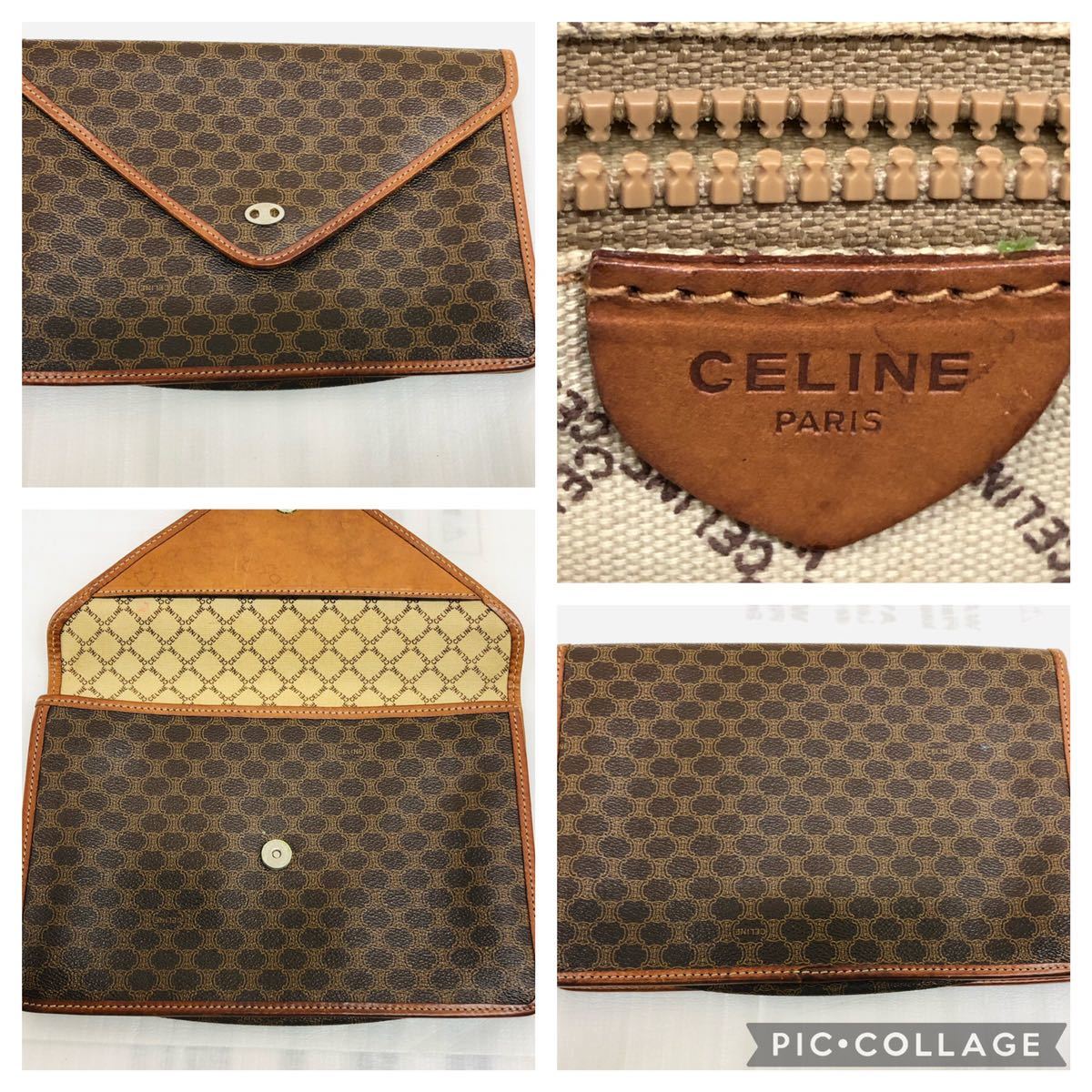 CELINE セリーヌ セカンドバッグ クラッチバッグ ヴィンテージ レザー マカダム マカダム柄 新品同様セリーヌ 中古バッグ・財布小物 ブラック - M90 本革 レアカラー ショルダーバッグ