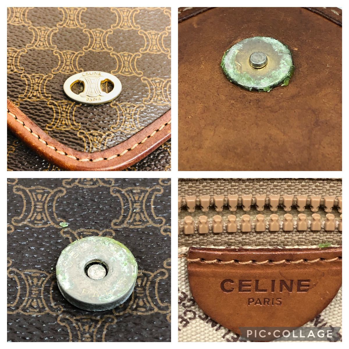 CELINE セリーヌ セカンドバッグ クラッチバッグ ヴィンテージ レザー マカダム マカダム柄 新品同様セリーヌ 中古バッグ・財布小物 ブラック - M90 本革 レアカラー ショルダーバッグ