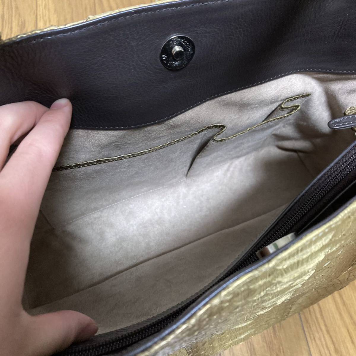 中古！布袋付き！パイソン ヘビ レディース ハンドバッグ レザー 革 