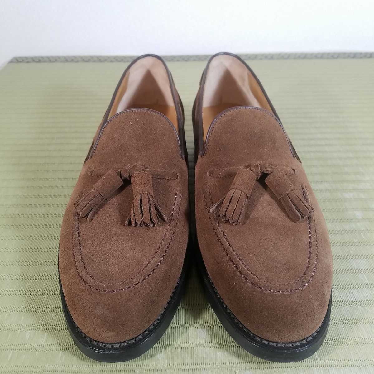元箱 25.5cm SANTONI サントーニ スエード ローファー ブラウン メンズ