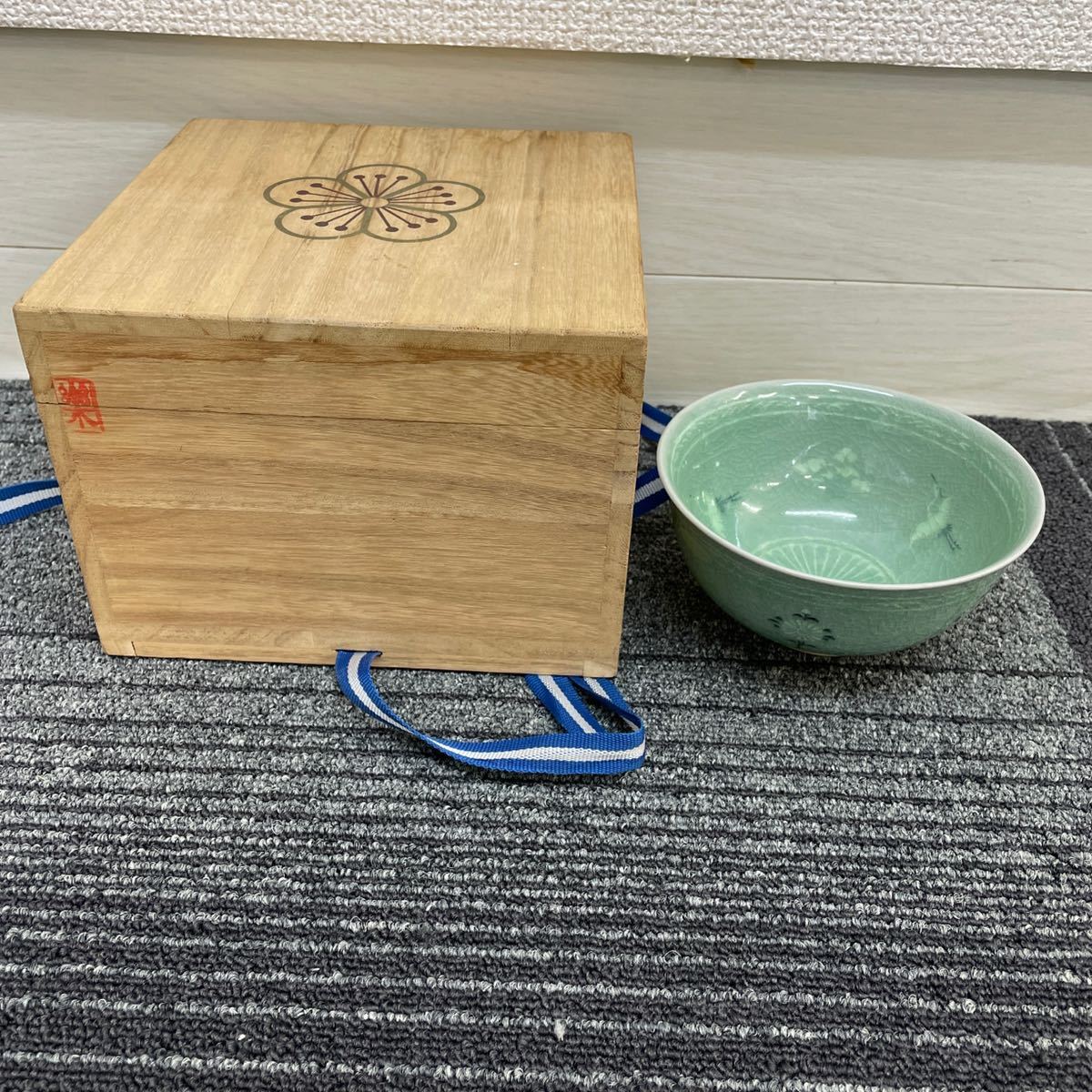 FM0329】韓国 李王家 楽善斎 李方子 高麗焼 青磁茶碗 焼き物 陶磁器