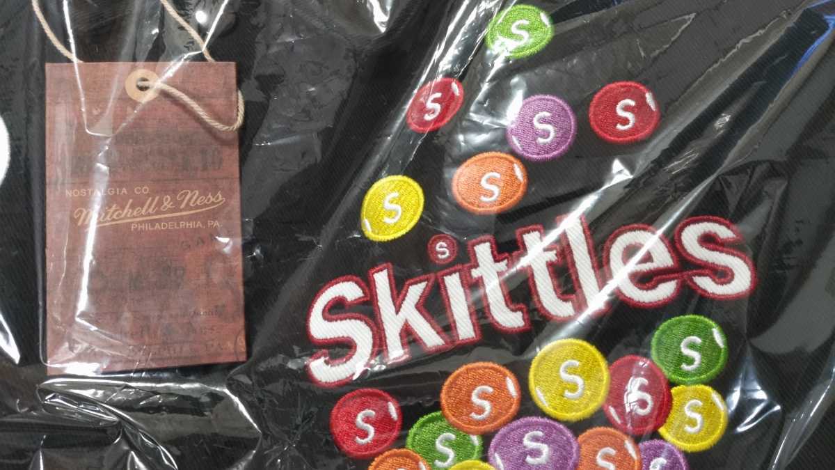 新品 Mサイズ SUPREME SKITTLES MITCHELL & NESS VARSITY JACKET 