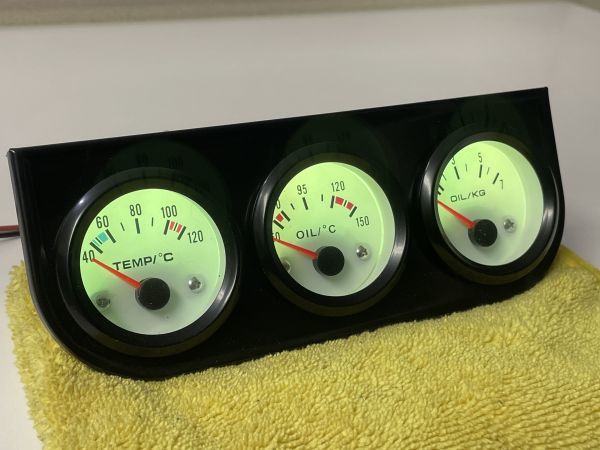 ☆メーター種別＆照明色選択可☆白x黒 52mm3連 追加メーターT5