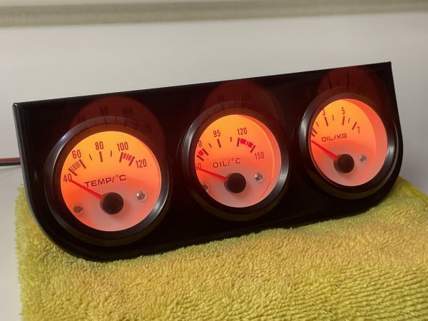 ☆メーター種別＆照明色選択可☆白x黒 52mm3連 追加メーターT5