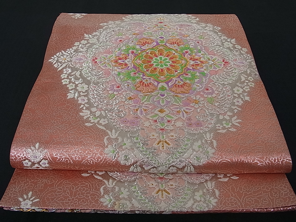 平和屋着物□六通柄袋帯 唐織 正倉院花唐草文 金