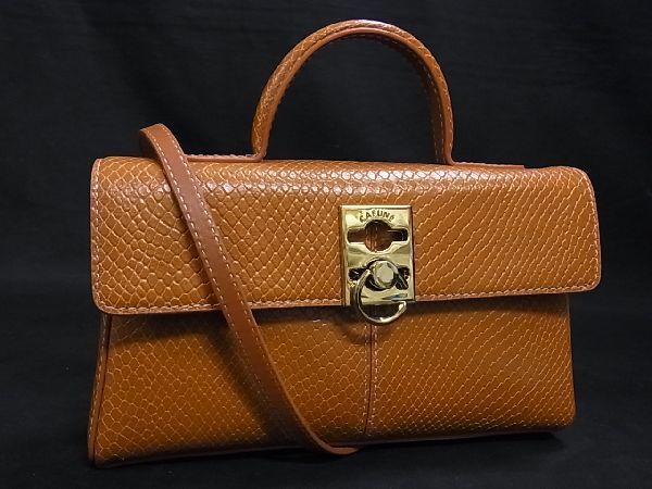 1円 ■極美品■ CAFUNE カフネ リザード型押しレザー 2WAY ワンハンドルバッグ ショルダーバッグ 肩掛け オレンジブラウン系 a0664QN - カフネ Cafuné 10周年を迎え、Cafuné／カフネ Taupe ショルダー