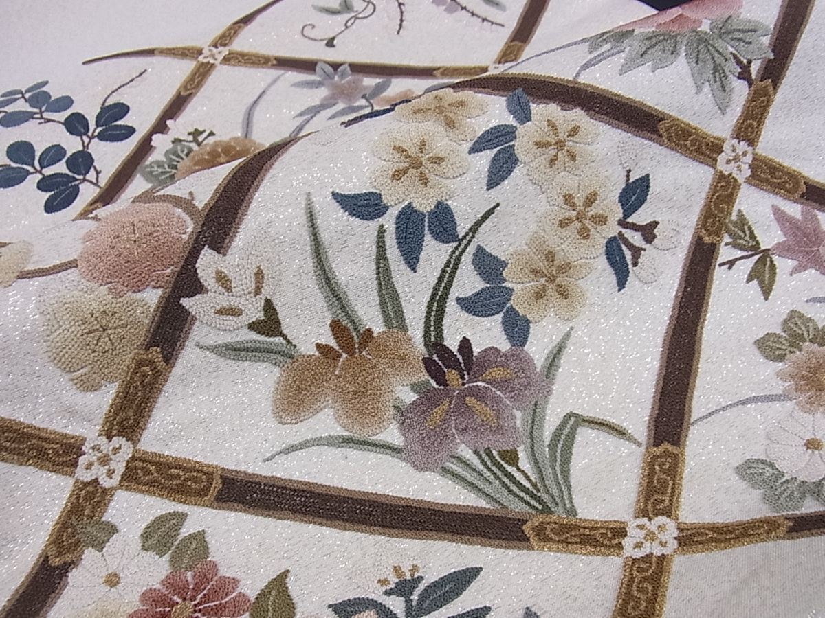 金糸 総刺繍 逸品 平和屋□極上 六通柄袋帯 正倉院花唐草丸文 逸品 