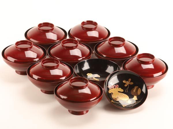 吸物椀 K121302 茶懐石道具 黒塗金蒔絵 蓋裏図替漆器 伝統 茶道具 木製
