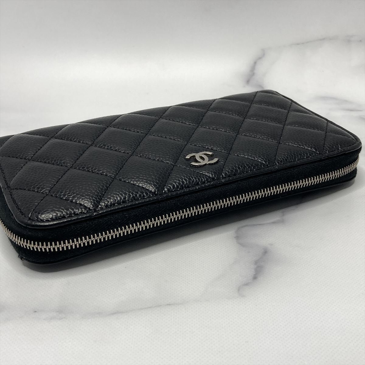 マトラッセ CHANEL ラウンドファスナー シャネル 長財布 クラシック ロング ウォレット ジップ ラウンド ラウンドファスナーウォレット キャビアスキン ブラック 超極美品 - キャビアマトラッセ